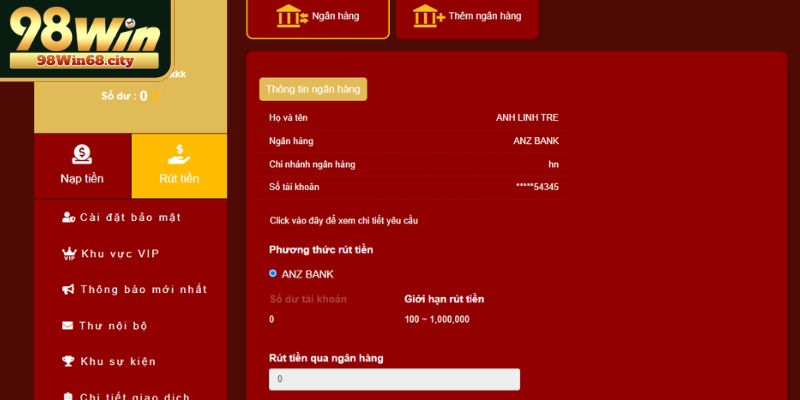 Hướng dẫn thao tác rút tiền đơn giản